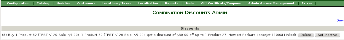 Zen Cart Combination Discounts Admin - Add a new linkage