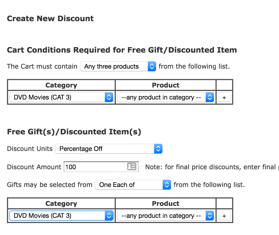 Zen Cart Discount Chooser Admin Panel