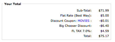 Zen Cart Payment page showing Big Chooser Discount based on coupon